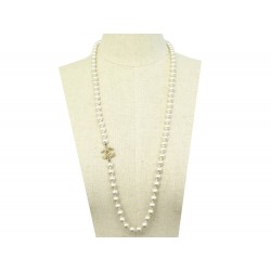 COLLIER CHANEL SAUTOIR PERLES & LOGO CC 100 CM METAL DORE + BOITE NECKLACE 1890€