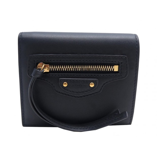 NEUF PORTEFEUILLE BALENCIAGA 640111 COMPACT NEO CLASSIC NOIR PORTE MONNAIE 475€