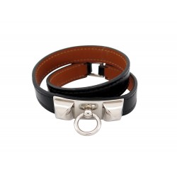 BRACELET HERMES RIVALE DOUBLE TOUR H068441CKXS89 CUIR T2 14CM BOITE BANGLE 555€