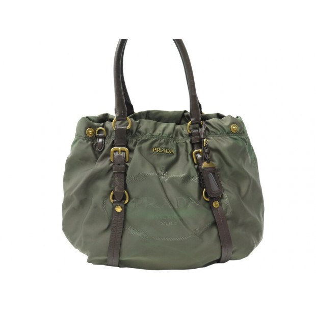 SAC A MAIN PRADA CABAS AC285 NYLON KAKI 34CM PORTE EPAULE GREEN TOTE BAG 2500€