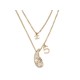 NEUF COLLIER CHANEL PENDENTIF GOUTTE LOGO CC STRASS 46-52CM DORE NECKLACE 1700€