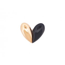 BROCHE LOUIS VUITTON COEUR EN METAL DORE RESINE NOIRE BICOLOR HEART BROOCH 495€