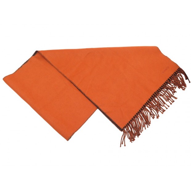 ECHARPE HERMES RECTO VERSO EN 100% CACHEMIRE MARRON & ORANGE CASHMERE STOLE 550€