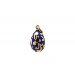 PENDENTIF FABERGE OEUF EMAIL BLEU ET OR JAUNE 