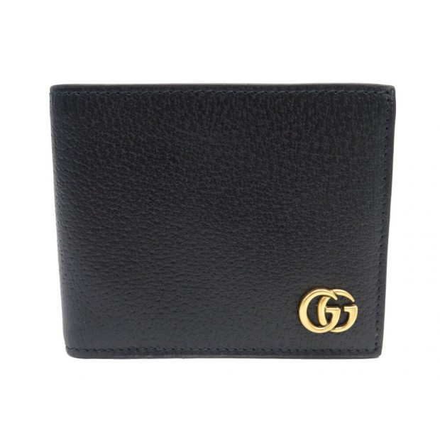 NEUF PORTEFEUILLE GUCCI 428726 PORTE CARTES A RABAT GG MARMONT EN CUIR NOIR 440€