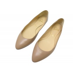 NEUF CHAUSSURES CHRISTIAN LOUBOUTIN BALLERINES ELOISE CUIR BEIGE 38 SHOES 645€