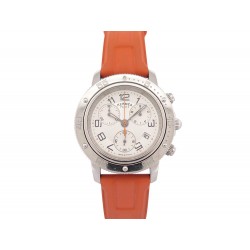 MONTRE HERMES CLIPPER GM CP2.410 CHRONO 36MM QUARTZ ACIER CAOUTCHOUC WATCH 4200€