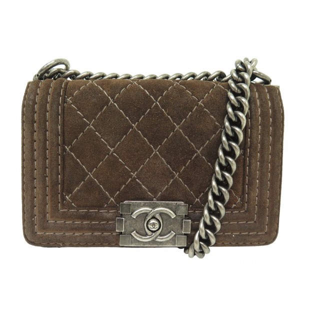 SAC A MAIN CHANEL PETIT BOY A67085 DAIM MARRON BANDOULIERE PURSE HANDBAG 6100€