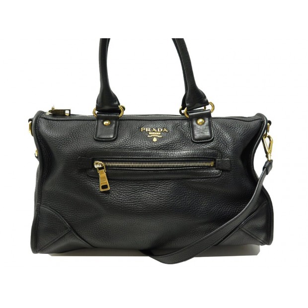 SAC A MAIN PRADA VITELLO BL0805 EN CUIR GRAINE NOIR BANDOULIERE HAND BAG 2700€