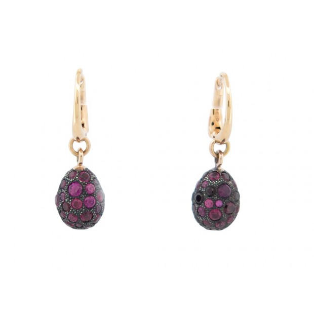 NEUF BOUCLES D'OREILLES POMELLATO TABOU EN OR ROSE 18K RHODOLITE EARRINGS 4300€