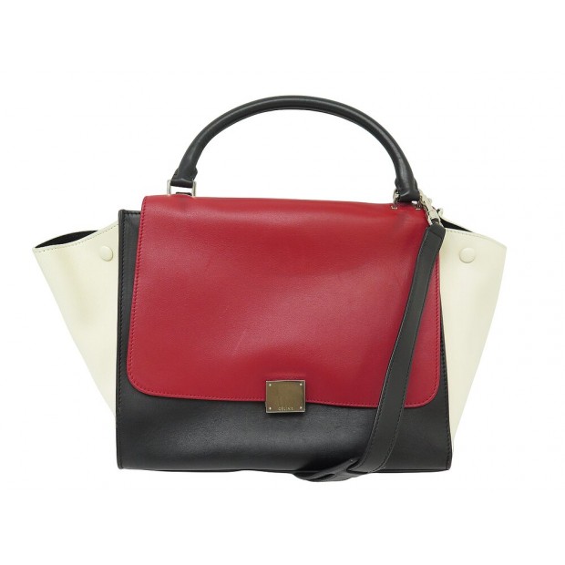 SAC A MAIN CELINE TRAPEZE MOYEN MODELE TRICOLORE BANDOULIERE CUIR HANDBAG 2500€