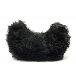 NEUF SAC BALENCIAGA POCHETTE A MAIN FAUSSE FOURRURE NOIRE FAUX FUR CLUTCH 1690€