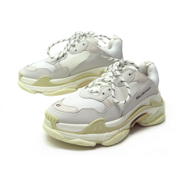 NEUF CHAUSSURES BALENCIAGA 534217 BASKETS TRIPLE S 41 BLANC SNEAKERS BOITE 895€