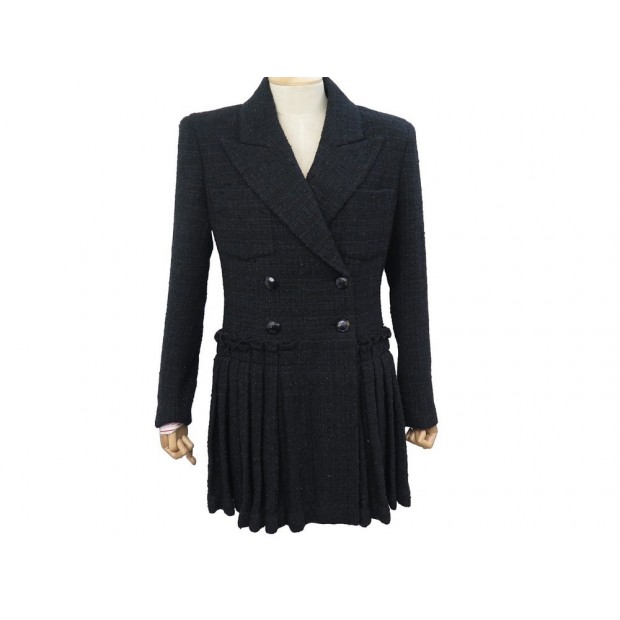 NEUF VESTE ROBE CHANEL P64017 EN TWEED VOLANTE FILS METALISES M 40 JACKET 10000€