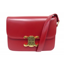 NEUF SAC A MAIN CELINE TRIOMPHE TEEN 188423 CUIR ROUGE BANDOULIERE PURSE 3300€