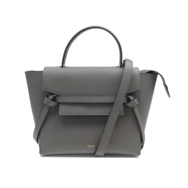 SAC A MAIN CELINE BELT MICRO 189153 CUIR GRAINE GRIS BANDOULIERE HAND BAG 2200€