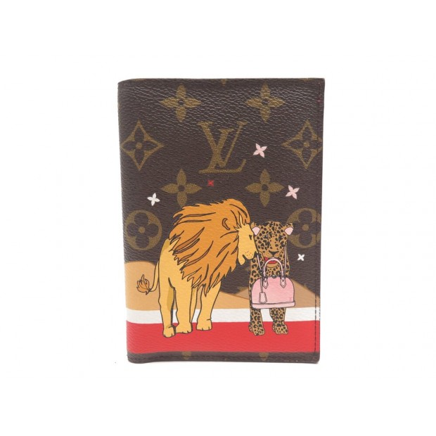 NEUF PORTE PASSEPORT LOUIS VUITTON MONOGRAM NOEL 2018 LION & CHEETAH CHRISTMAS