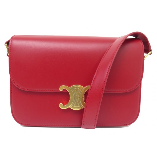 NEUF SAC A MAIN CELINE TRIOMPHE 187363BF4 CUIR ROUGE BANDOULIERE HAND BAG 3500€