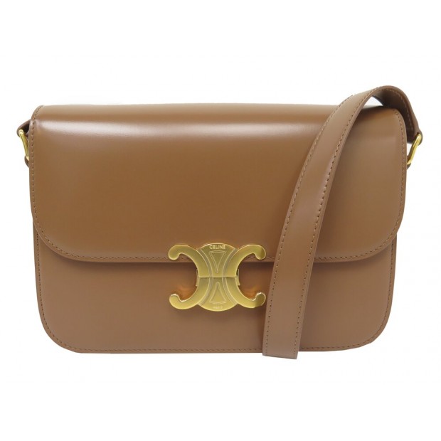 NEUF SAC A MAIN CELINE TRIOMPHE 187363BF4 CUIR BRONZE BANDOULIERE HAND BAG 3500€