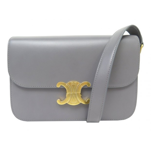 NEUF SAC A MAIN CELINE TRIOMPHE 187363BF4 CUIR GRIS BANDOULIERE HAND BAG 3500€