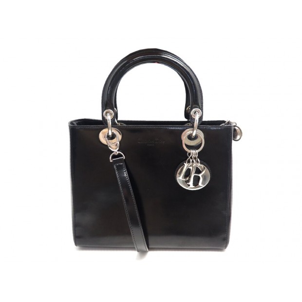 VINTAGE SAC A MAIN CHRISTIAN DIOR LADY MEDIUM EN CUIR NOIR BANDOULIERE BAG 5900€