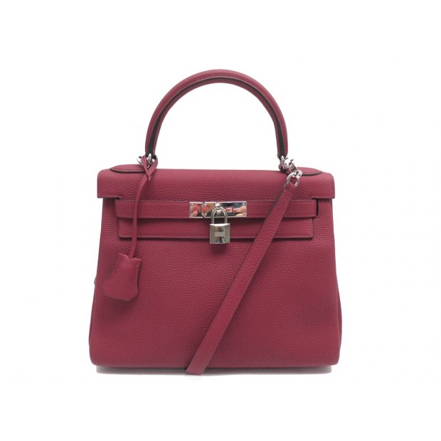 NEUF SAC A MAIN HERMES KELLY II 28 CUIR RETOURNE TOGO RUBIS BANDOULIERE HAND BAG