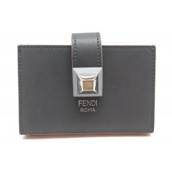 NEUF PORTE CARTES FENDI 8M0301 ACCORDEON MULTIPLE EN CUIR GRIS CARD HOLDER 420€