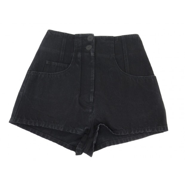 NEUF SHORT COURT CHANEL P71680V63194 S 36 JERSEY DE COTON NOIR NEW JEAN 1700€