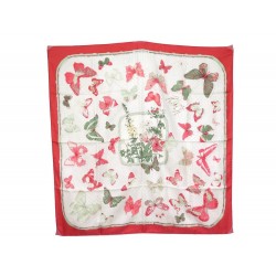 VINTAGE FOULARD HERMES FARANDOLE CATHY LATHAM CARRE EN SOIE ROUGE SCARF 350€