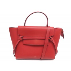 SAC A MAIN CELINE BELT MICRO CUIR ROUGE CORAIL BANDOULIERE PURSE HAND BAG 2200€