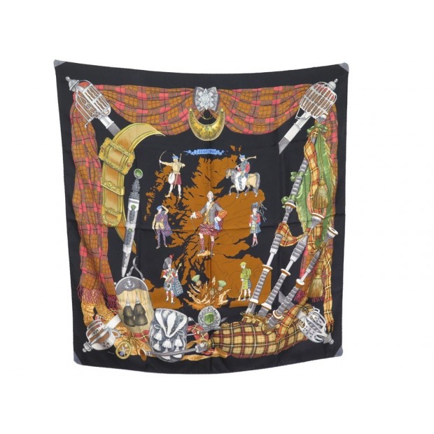 VINTAGE FOULARD HERMES SCOTLAND 1ERE EDITION 1963 CARRE EN SOIE SILK SCARF 350€