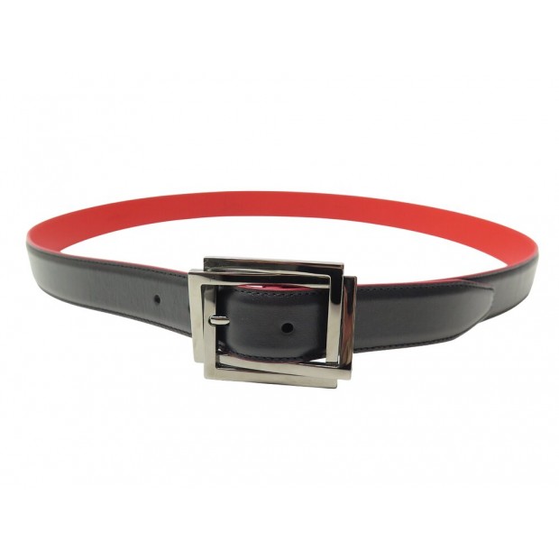 NEUF CEINTURE CHRISTIAN LOUBOUTIN 110 CM CUIR NOIR NEW BLACK LEATHER BELT 450€