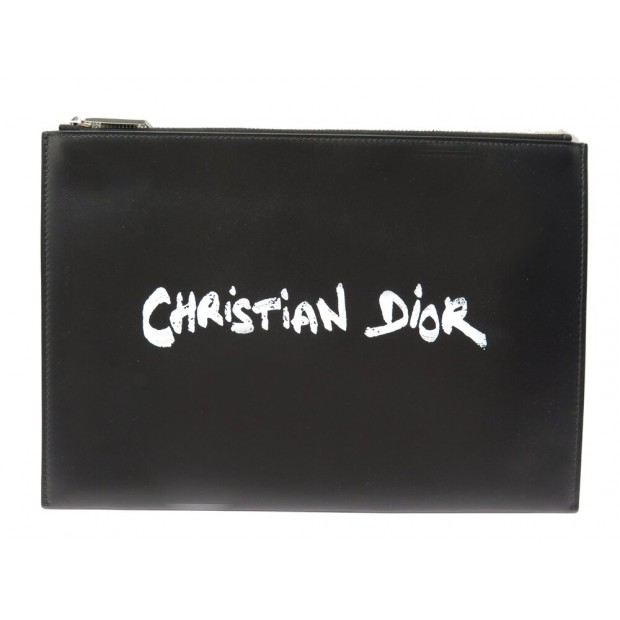 NEUF POCHETTE DIOR HOMME SLIM POUCH LOGO CUIR NEW LEATHER POUCH HAND BAG 730€