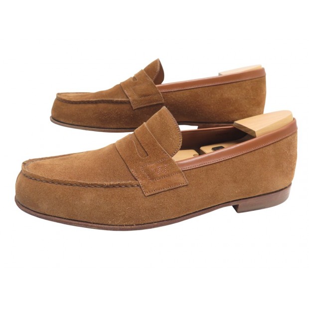 NEUF CHAUSSURES JM WESTON MOCASSINS 281 LE MOC 9.5E 43.5 DAIM CAMEL LOAFERS 780€