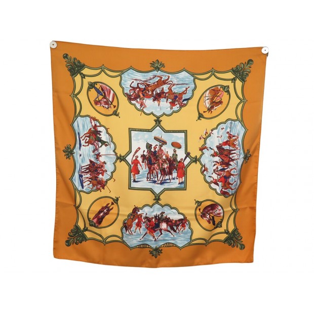 FOULARD HERMES LES CHEVAUX DES MOGHOLS FOUGEROLLE CARRE 90 SOIE BOITE SCARF 530€