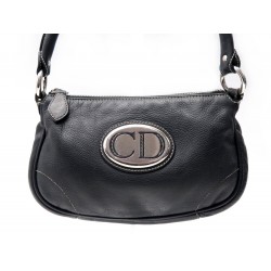 SAC A MAIN CHRISTIAN DIOR HOBO LOGO CD PORTE EPAULE EN CUIR GRAINE NOIR HAND BAG