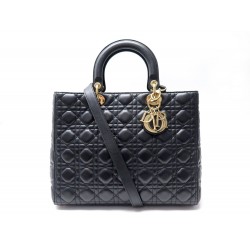 SAC A MAIN CHRISTIAN DIOR LADY LARGE M0566 BANDOULIERE EN CUIR CANNAGE BAG 6200€