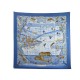 NEUF RARE FOULARD HERMES LA TREVE DE L'EAU ROBERT DALLET SOIE BLEUE SILK SCARF