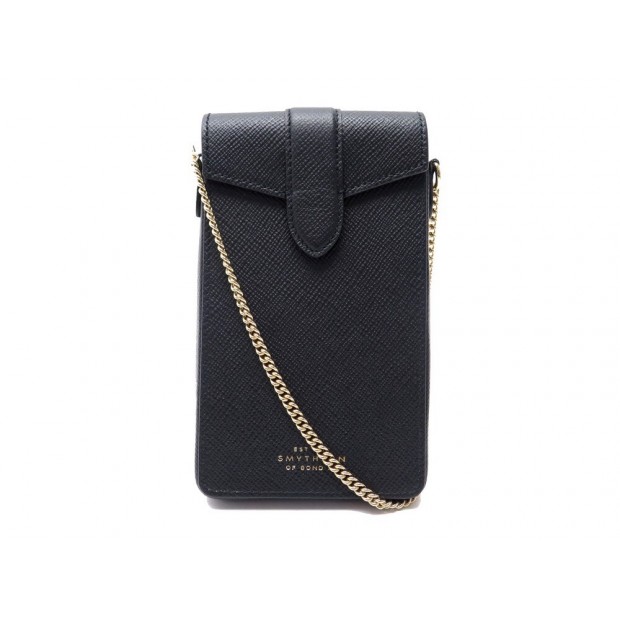 NEUF ETUI POUR TELEPHONE SMYTHSON BANDOULIERE EN CUIR GRAINE PHONE CASE 420€