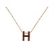 NEUF COLLIER PENDENTIF HERMES POP H LAQUE VIOLET & DORE + CHAINE PLAQUE OR 450€