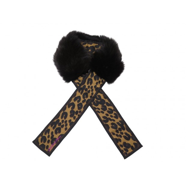 FOULARD LOUIS VUITTON TWILLY BANDEAU LEOPARD SPROUSE EN FOURRURE DE RENARD SCARF