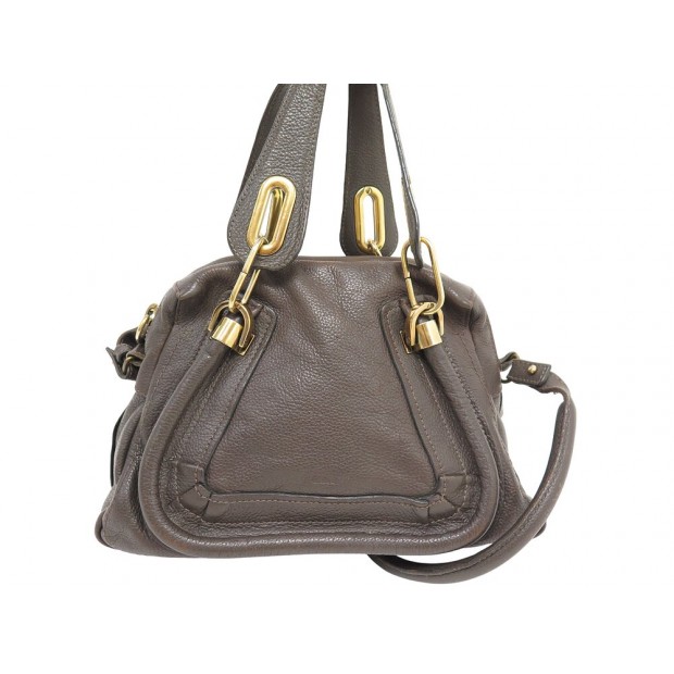 SAC A MAIN CHLOE PARATY PM EN CUIR GRAINE TAUPE BANDOULIERE PURSE HAND BAG 1250€