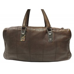 SAC A MAIN CHANEL BOWLING CHOCOLATE BAR CUIR MARRON LEATHER HANDBAG PURSE 6000€