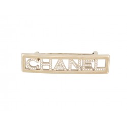 NEUF BROCHE CHANEL LOGO STRASS METAL DORE 2023 GOLDEN STEEL NEW BROOCH 620€