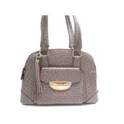 SAC A MAIN LANCEL ADJANI GM EN CUIR FACON AUTRUCHE GRIS LEATHER HAND BAG 1250€