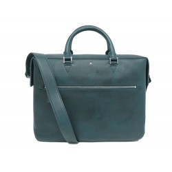 NEUF SACOCHE MONTBLANC MEISTERSTUCK SFUMATO MEDIUM BLEU PETROLE 118331 BAG 1800€