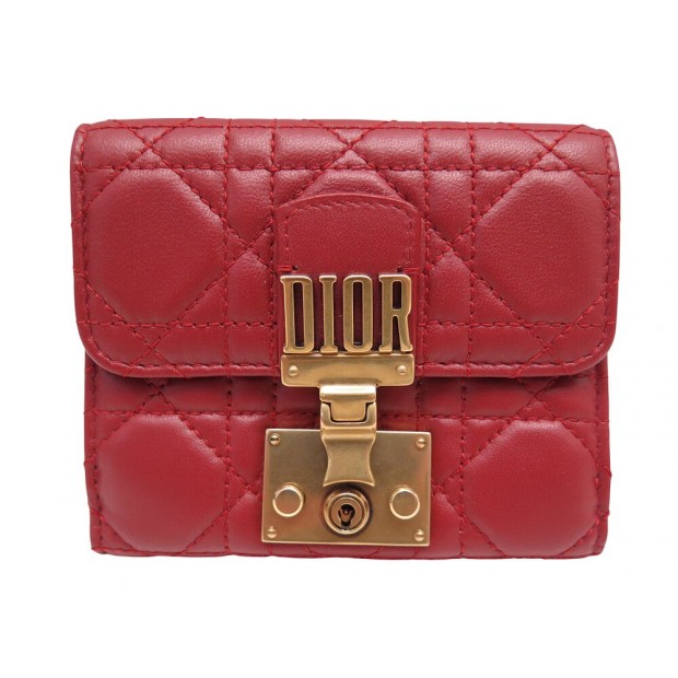 NEUF PORTEFEUILLE DIOR ADDICT EN CUIR ROUGE S2009CNMJ LEATHER NEW WALLET 680€