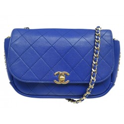 SAC A MAIN CHANEL RABAT TIMELESS BANDOULIERE CUIR BLEU MATELASSE BAG PURSE 6500€