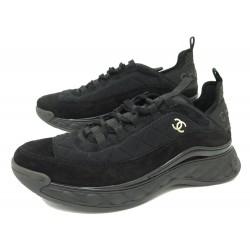 NEUF CHAUSSURES CHANEL LOW TOP TRAINER LOGO CC MATELASSE G38503 44 SNEAKER 1250€