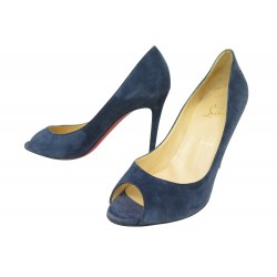 CHAUSSURES CHRISTIAN LOUBOUTIN LADY CLAUDE ESCARPINS DAIM BLEU 40.5 SHOES 695€